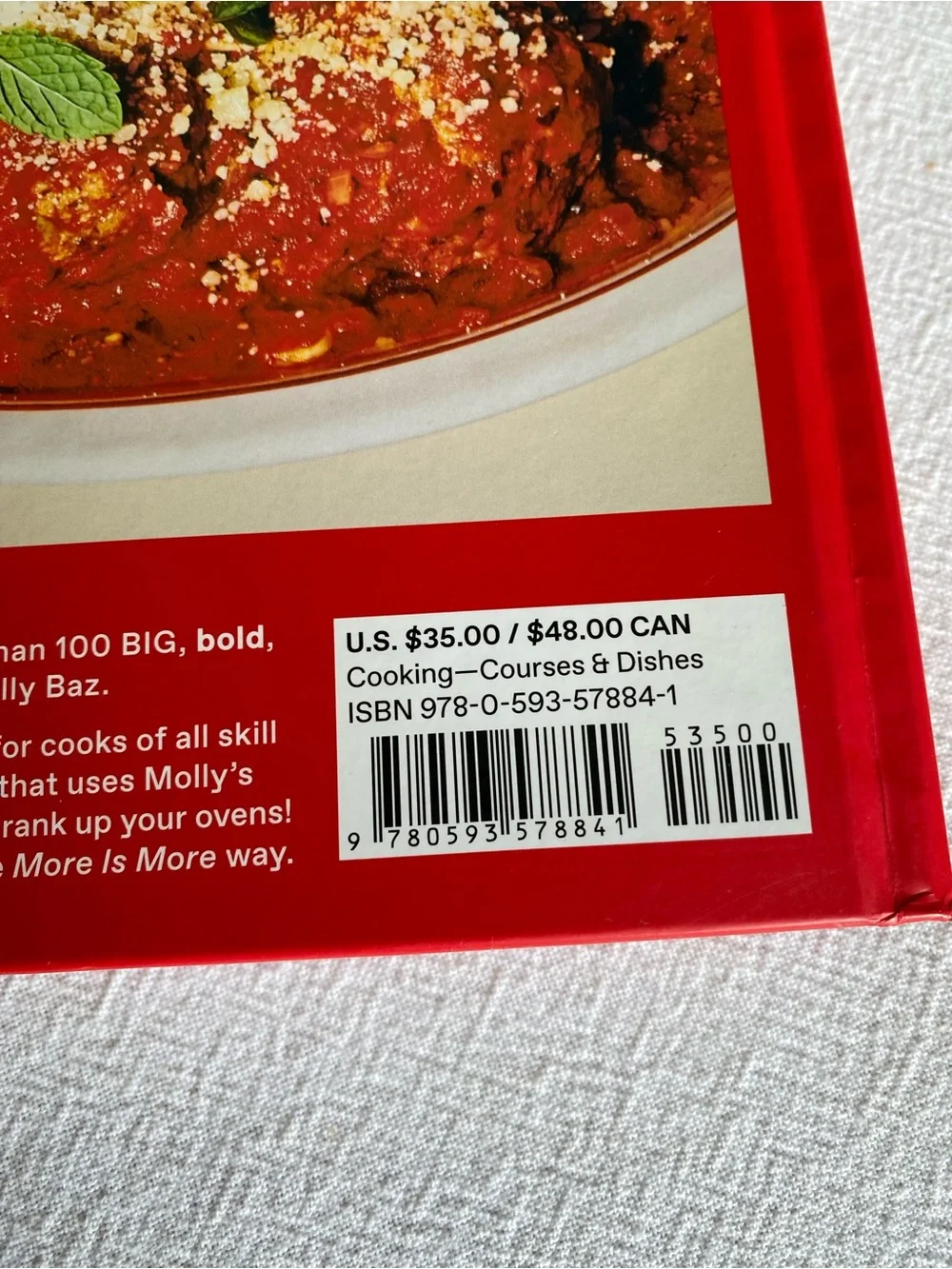 Molly B Red Hardcover Cookbook with Bold White Typography